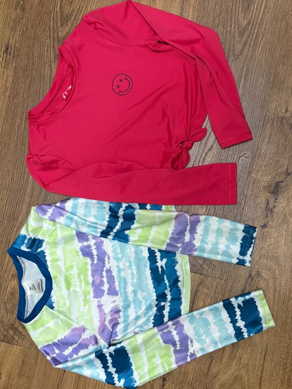 Art Class Kids XL Long Sleeve Rash Guard Swim Shirt Bundle | Pink + Tie Dye UPF